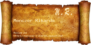 Menczer Rikarda névjegykártya